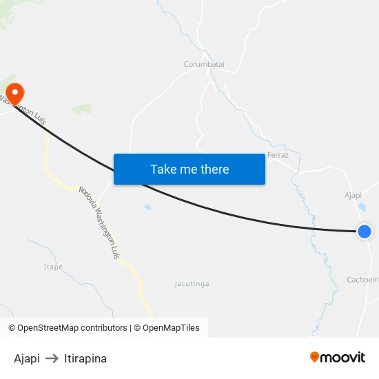 Ajapi to Itirapina map