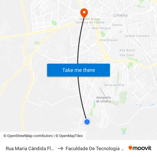 Rua Maria Cândida Fleuri, 219-423 to Faculdade De Tecnologia Da Unicamp - Ft map