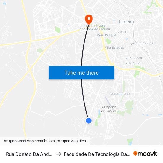 Rua Donato Da Andréia, 6435 to Faculdade De Tecnologia Da Unicamp - Ft map