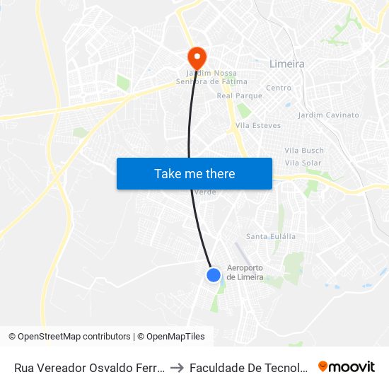 Rua Vereador Osvaldo Ferreira Dos Santos, 79-165 to Faculdade De Tecnologia Da Unicamp - Ft map