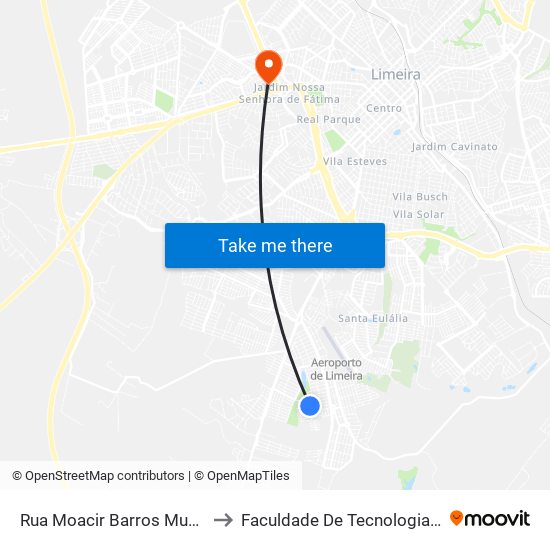 Rua Moacir Barros Mugnaine, 238-294 to Faculdade De Tecnologia Da Unicamp - Ft map