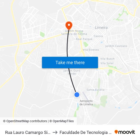 Rua Lauro Camargo Silveira, 68-130 to Faculdade De Tecnologia Da Unicamp - Ft map