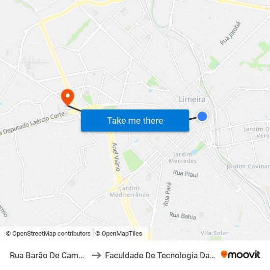 Rua Barão De Campinas, 301 to Faculdade De Tecnologia Da Unicamp - Ft map