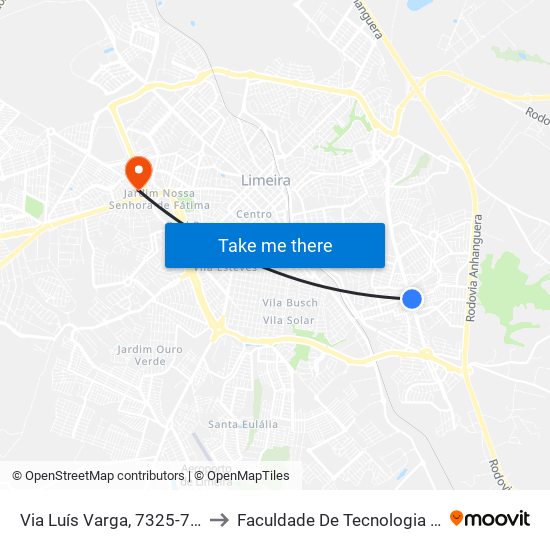 Via Luís Varga, 7325-7375  (Rapidão) to Faculdade De Tecnologia Da Unicamp - Ft map