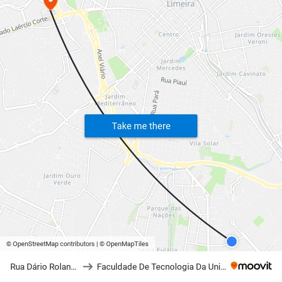 Rua Dário Roland, 791 to Faculdade De Tecnologia Da Unicamp - Ft map