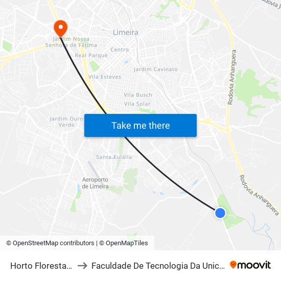 Horto Florestal C/B to Faculdade De Tecnologia Da Unicamp - Ft map