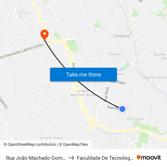 Rua João Machado Gomes Júnior, 801-869 to Faculdade De Tecnologia Da Unicamp - Ft map