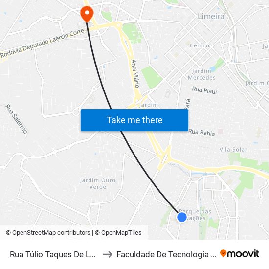 Rua Túlio Taques De Lemos, 185-245 to Faculdade De Tecnologia Da Unicamp - Ft map