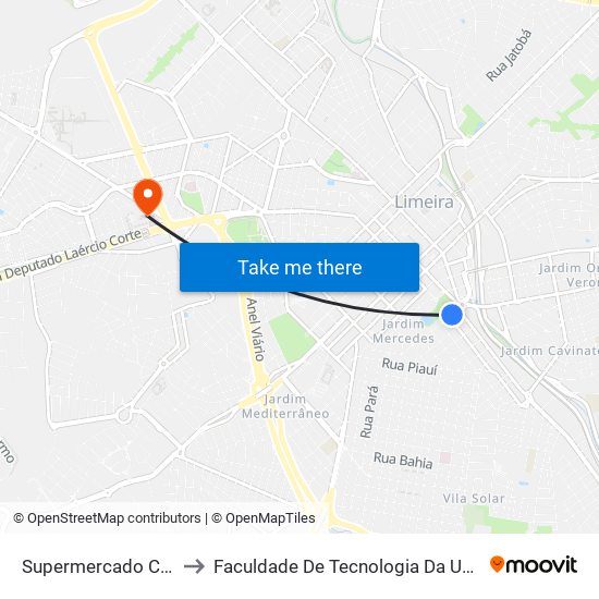 Supermercado Covabra to Faculdade De Tecnologia Da Unicamp - Ft map