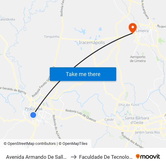 Avenida Armando De Salles Oliveira, 2508-2511 to Faculdade De Tecnologia Da Unicamp - Ft map