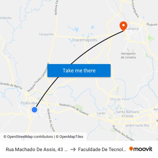 Rua Machado De Assis, 43 - Esq. C/ Rua Dom Pedro I to Faculdade De Tecnologia Da Unicamp - Ft map