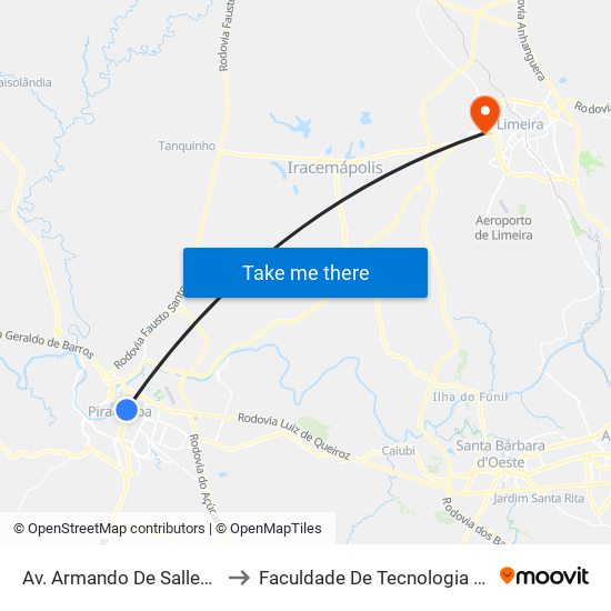 Av. Armando De Salles Oliveira, 125 to Faculdade De Tecnologia Da Unicamp - Ft map