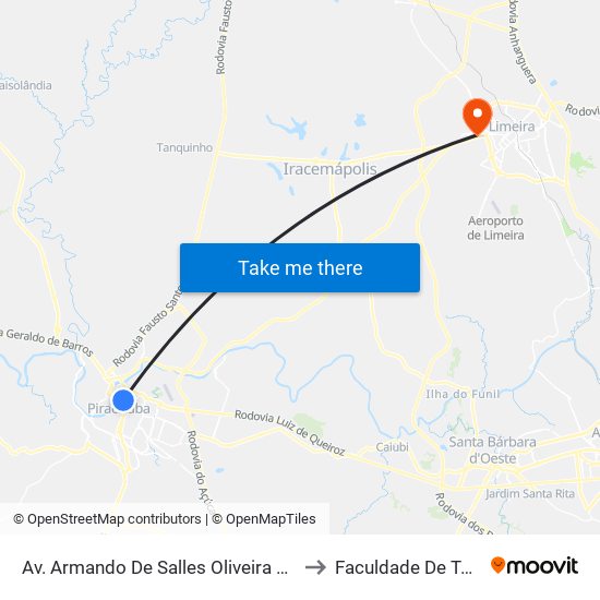 Av. Armando De Salles Oliveira C/ Viaduto Rosário - Estação Conexão Rosário to Faculdade De Tecnologia Da Unicamp - Ft map