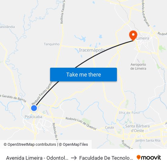 Avenida Limeira - Odontologia (Fop) / Unicamp to Faculdade De Tecnologia Da Unicamp - Ft map