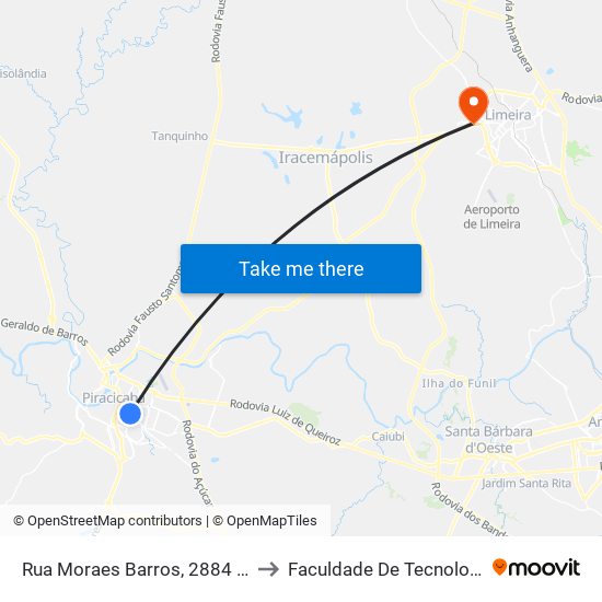 Rua Moraes Barros, 2884 - E.E. Alfredo Cardoso to Faculdade De Tecnologia Da Unicamp - Ft map