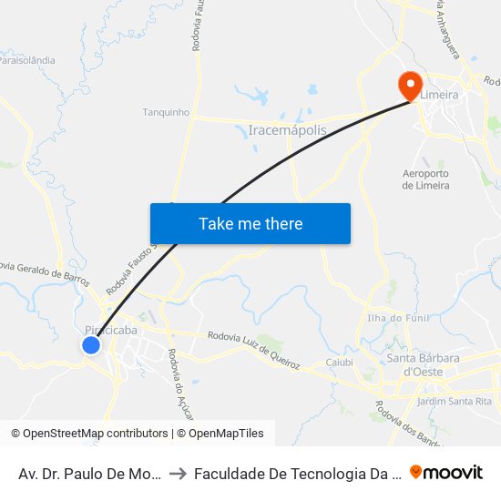 Av. Dr. Paulo De Moraes, 535 to Faculdade De Tecnologia Da Unicamp - Ft map