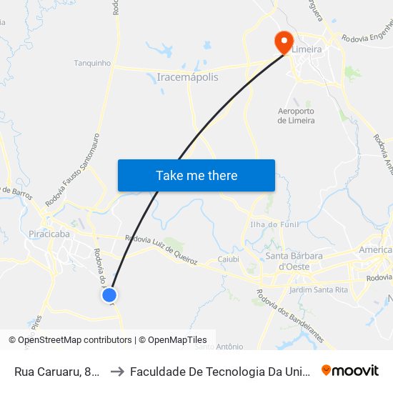 Rua Caruaru, 86-154 to Faculdade De Tecnologia Da Unicamp - Ft map