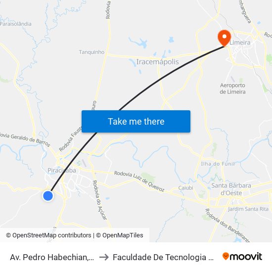 Av. Pedro Habechian, Após Ponte to Faculdade De Tecnologia Da Unicamp - Ft map