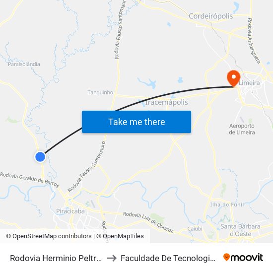 Rodovia Herminio Peltrim, 172 (Mefsa) to Faculdade De Tecnologia Da Unicamp - Ft map