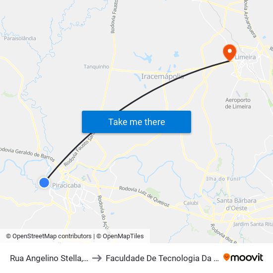 Rua Angelino Stella, 373-483 to Faculdade De Tecnologia Da Unicamp - Ft map