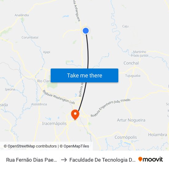 Rua Fernão Dias Paes Leme, 499 to Faculdade De Tecnologia Da Unicamp - Ft map