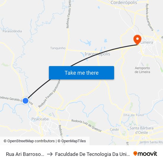 Rua Ari Barroso, 1-81 to Faculdade De Tecnologia Da Unicamp - Ft map