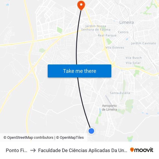 Ponto Final to Faculdade De Ciências Aplicadas Da Unicamp map