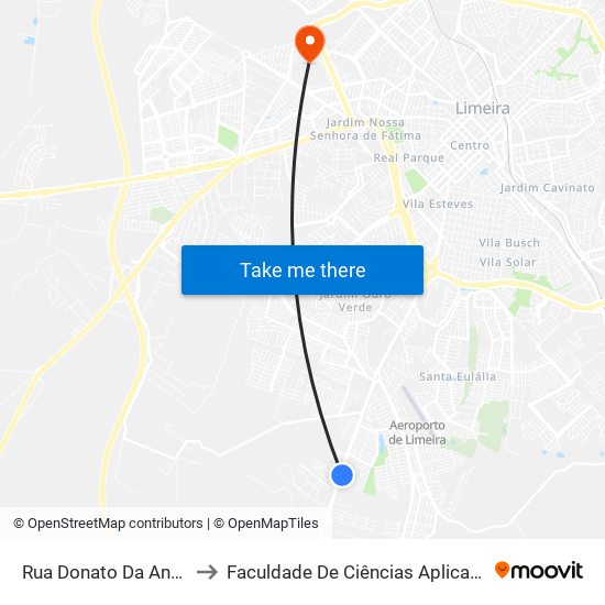 Rua Donato Da Andréia, 6435 to Faculdade De Ciências Aplicadas Da Unicamp map