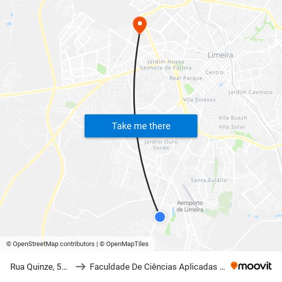 Rua Quinze, 583-629 to Faculdade De Ciências Aplicadas Da Unicamp map