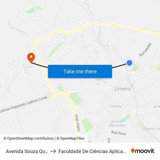 Avenida Souza Queiroz, 435 to Faculdade De Ciências Aplicadas Da Unicamp map