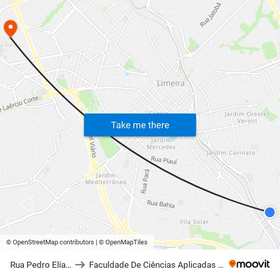 Rua Pedro Elías, 214 to Faculdade De Ciências Aplicadas Da Unicamp map