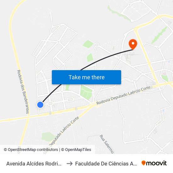 Avenida Alcídes Rodrigues Maduro, 1180 to Faculdade De Ciências Aplicadas Da Unicamp map