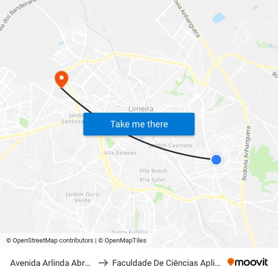 Avenida Arlinda Abreu Ribeiro, 725 to Faculdade De Ciências Aplicadas Da Unicamp map