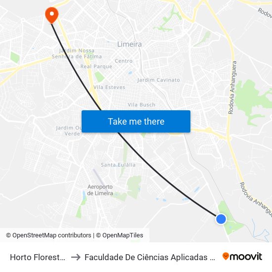 Parada Horto Florestal C/B to Faculdade De Ciências Aplicadas Da Unicamp map