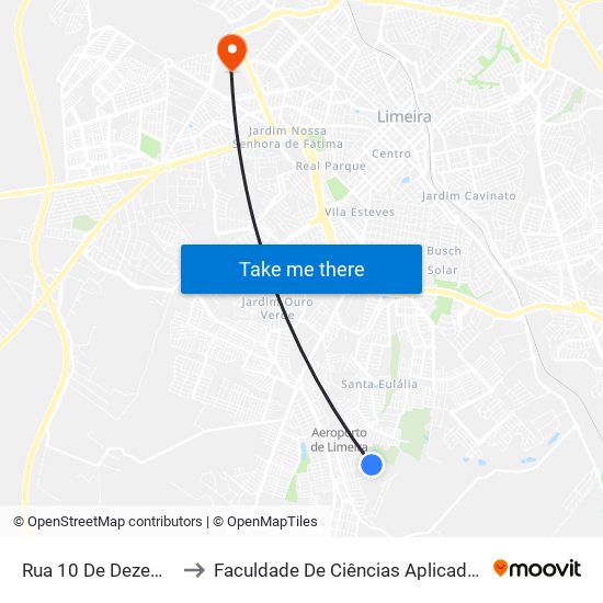 Rua 10 De Dezembro, 127 to Faculdade De Ciências Aplicadas Da Unicamp map