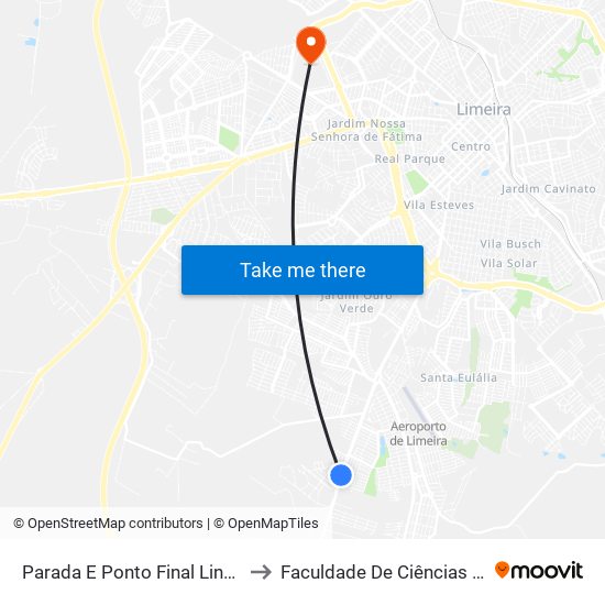 Parada E Ponto Final Linha S.Lourenço  (Rapidão) to Faculdade De Ciências Aplicadas Da Unicamp map