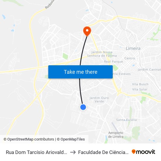 Rua Dom Tarcísio Ariovaldo Do Amaral, 1070 (Rapidão) to Faculdade De Ciências Aplicadas Da Unicamp map