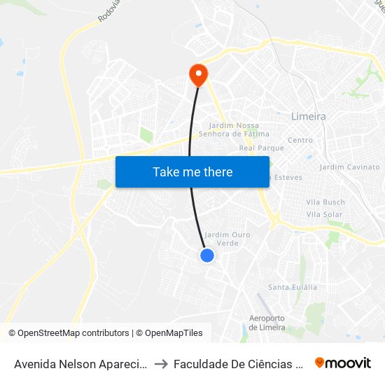 Avenida Nelson Aparecido Nascimento, 1188 to Faculdade De Ciências Aplicadas Da Unicamp map