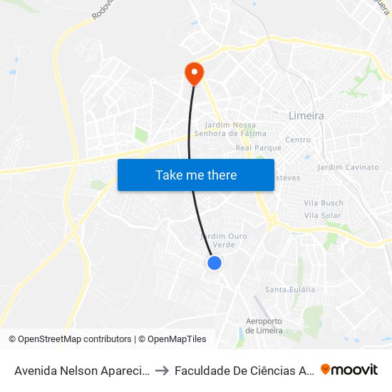 Avenida Nelson Aparecido Nascimento, 880 to Faculdade De Ciências Aplicadas Da Unicamp map