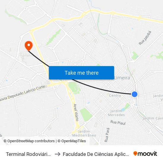 Terminal Rodoviário De Limeira to Faculdade De Ciências Aplicadas Da Unicamp map