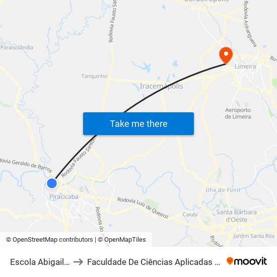 Escola Abigail Grillo to Faculdade De Ciências Aplicadas Da Unicamp map