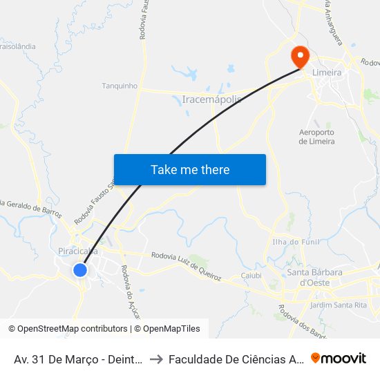 Av. 31 De Março - Deinter - Oposto Walmart to Faculdade De Ciências Aplicadas Da Unicamp map