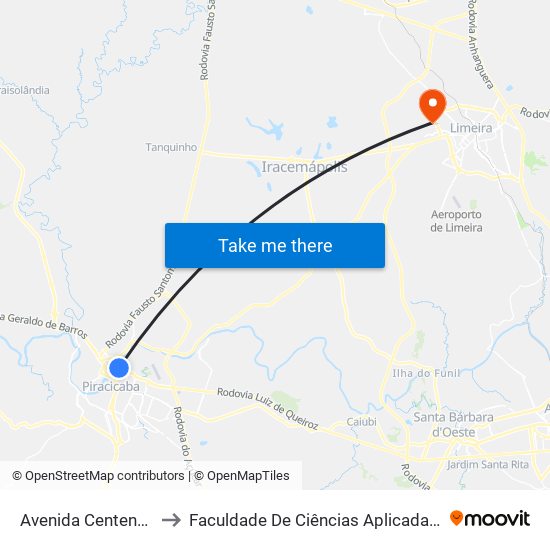 Avenida Centenário, 376 to Faculdade De Ciências Aplicadas Da Unicamp map