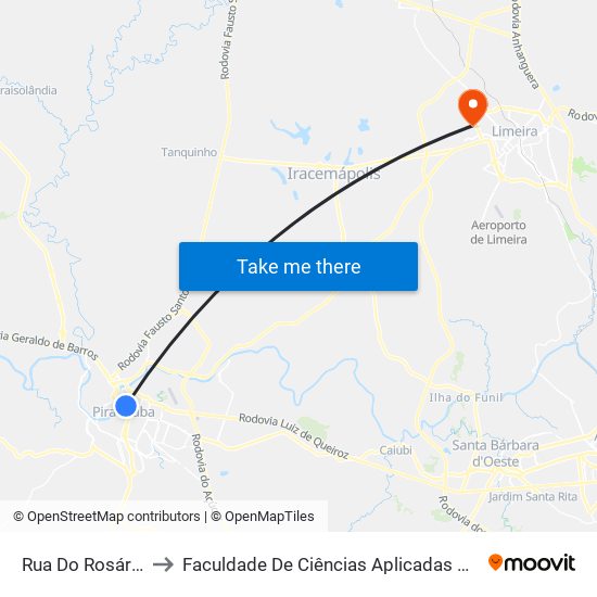 Rua Do Rosário, 62 to Faculdade De Ciências Aplicadas Da Unicamp map