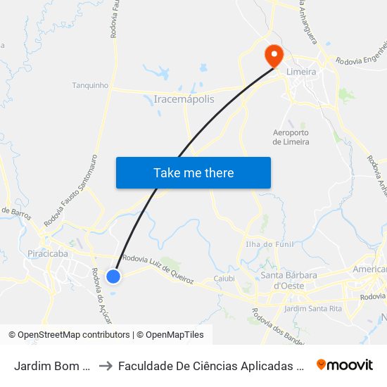 Jardim Bom Jesus to Faculdade De Ciências Aplicadas Da Unicamp map