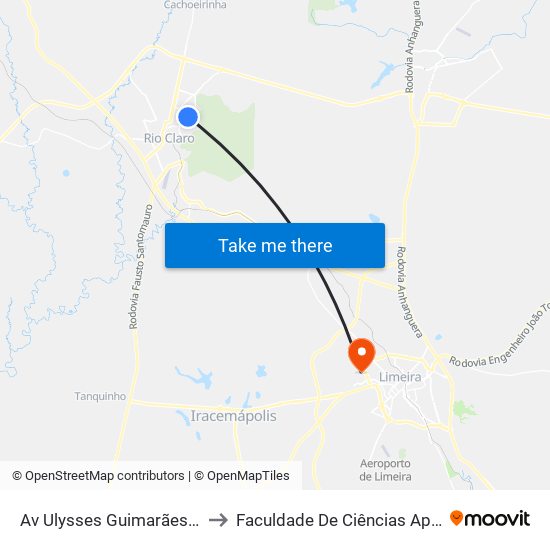 Av Ulysses Guimarães - Unesp Rio Claro to Faculdade De Ciências Aplicadas Da Unicamp map