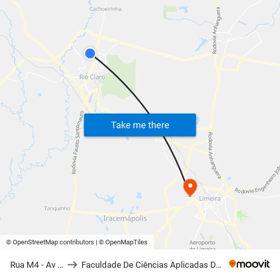 Rua M4 - Av M35 to Faculdade De Ciências Aplicadas Da Unicamp map