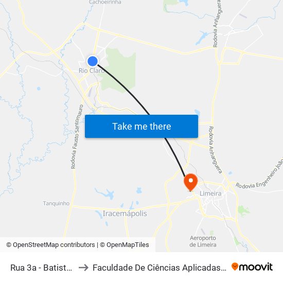 Rua 3a - Batista Leme to Faculdade De Ciências Aplicadas Da Unicamp map