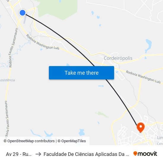 Av 29 - Rua 15 to Faculdade De Ciências Aplicadas Da Unicamp map