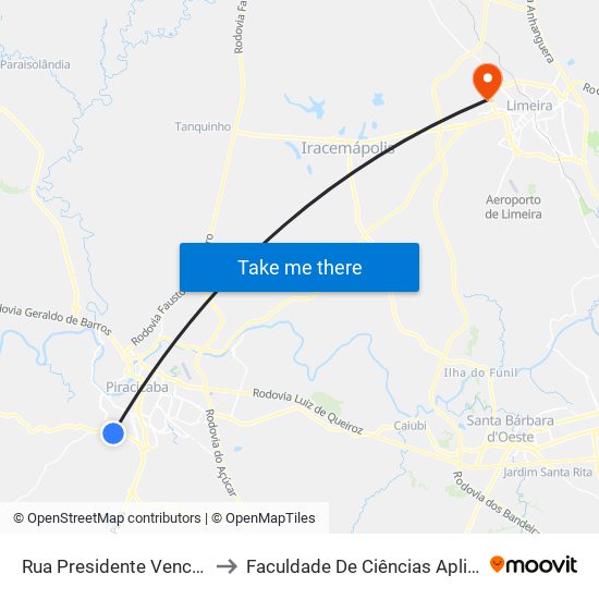 Rua Presidente Venceslau Braz, 324 to Faculdade De Ciências Aplicadas Da Unicamp map